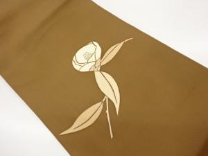塩瀬金彩金駒刺繍椿模様名古屋帯